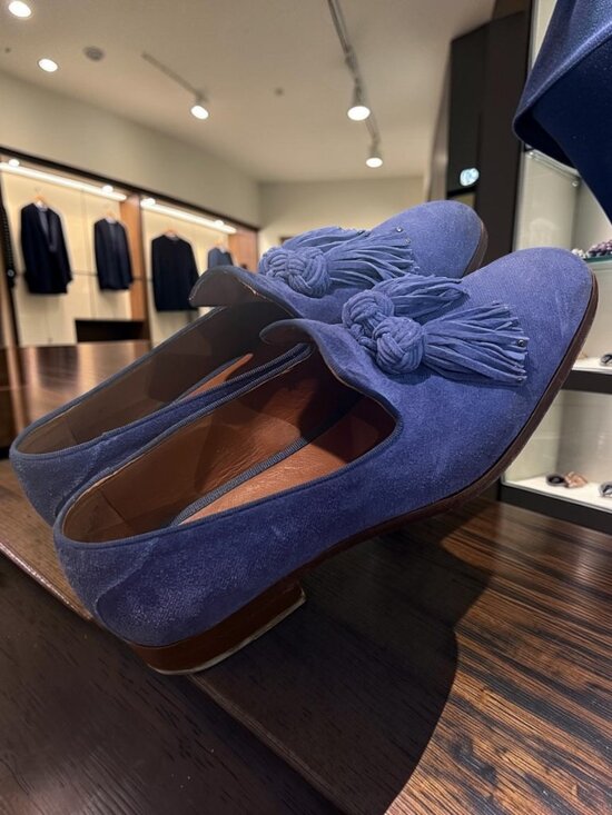 Jimmy Choo Men’s Blue Suede Tassel Loafers – Size 44 main image 5